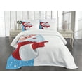 thumbnail image 3 of Ambesonne Christmas Quilted Bedspread Set 3 Pcs, Winter Snow Season Santa, Queen Size, Vermilion Blue and White, 3 of 5