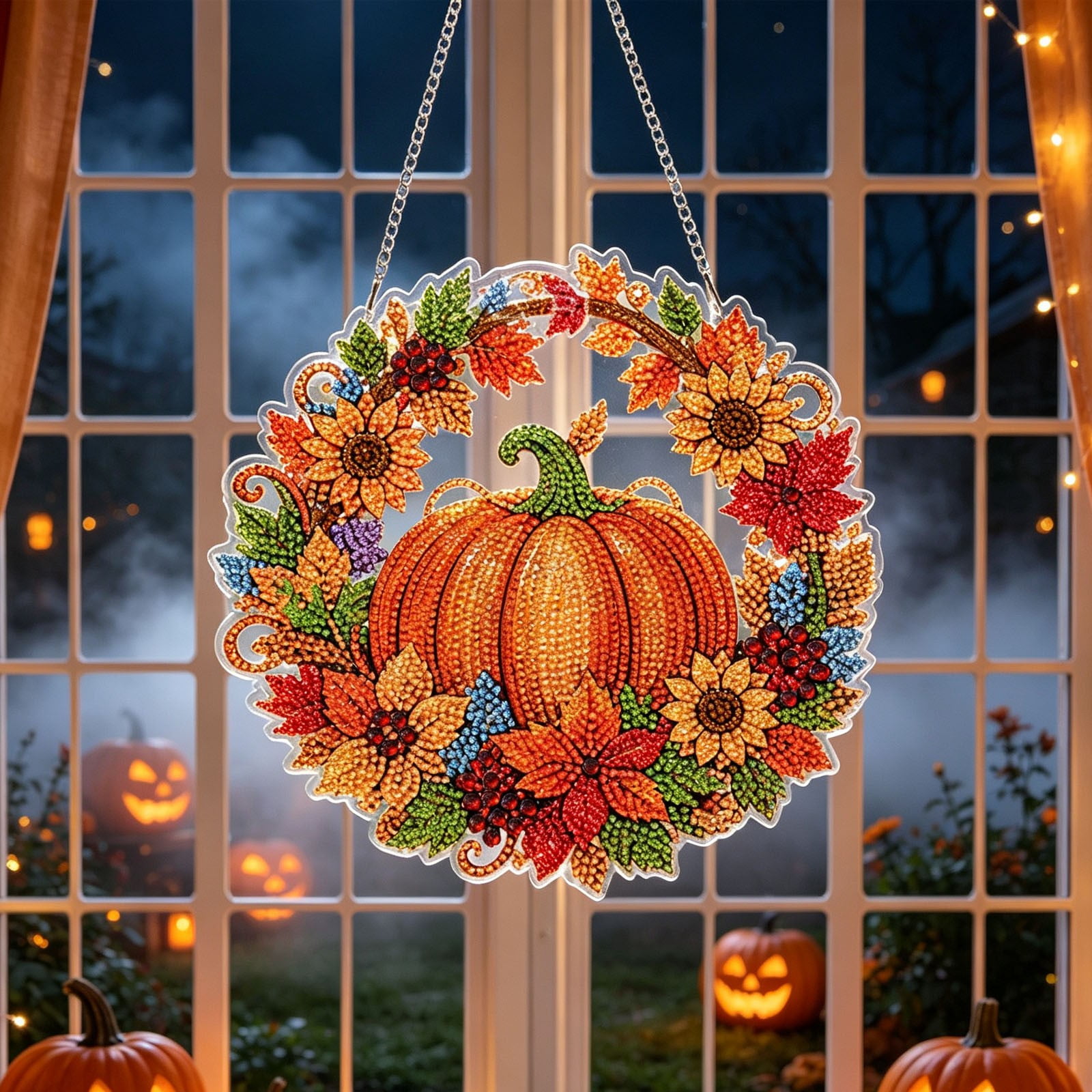 Pumpkin Basket with Autumn Leaves Pearl Art Kits for Adults 5D Diamond Art Kits Round Acrylic Charm DIY Craft Fall Decor