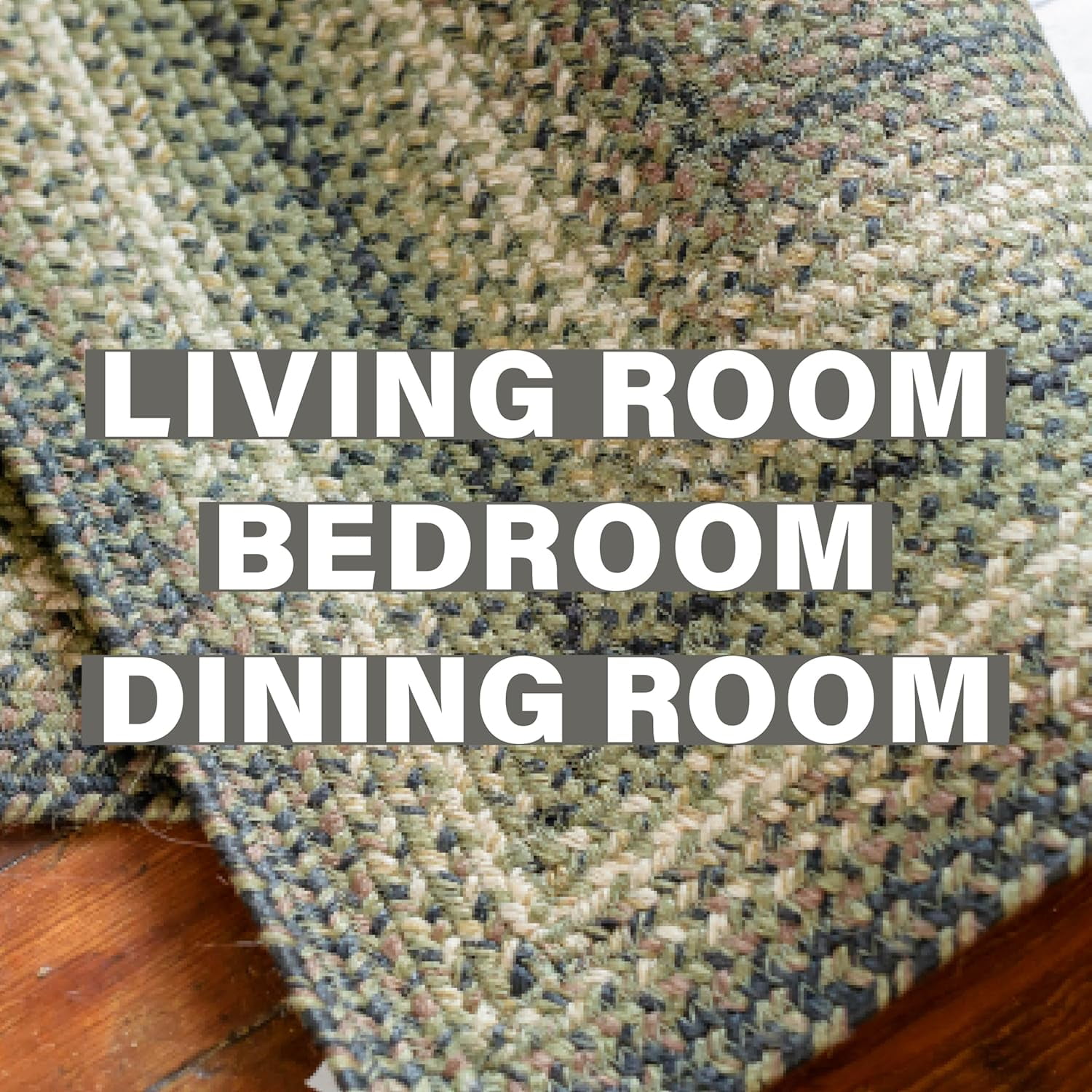 Homespice Pinecone Jute Green Braided Rugs 5x8' Oval for Living Room, Bedroom Rug and Dining Room. Pet Friendly. Decor Styles- Farmhouse Rug, Rustic, Vintage, Cottage, Primitive, Country, Boho Rug