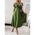 thumbnail image 2 of Asyoly  Wedding Guest Dresses for Women 2023 Deep V Neck Midi Rehearsal Dinner Long Dresses High Waist A Line  Dress, 2 of 6