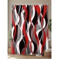 thumbnail image 4 of Red Black Grey Abstract Stripe Shower Curtain, Modern Twisted Lines Bathroom Decor Curtains Set with Hooks, Waterproof Fabric Home Accessories， 72 X 72 Inch Long, 4 of 6