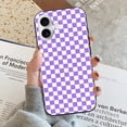 thumbnail image 6 of Compatible with Iphone 16 Case - Cute Soft Lilac Checkered Silicone Case Compatible with Iphone 16 Phone Case for Women Men, 6 of 6