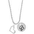 thumbnail image 1 of Delight Jewelry Silvertone Slanted Open Heart Silvertone Script Initial Disc - B - Charm Necklace, 20"+3", 1 of 4