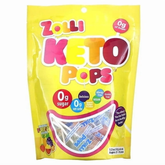 Zollipops, Keto Pops, Fruit, 5.2 oz Pack of 4