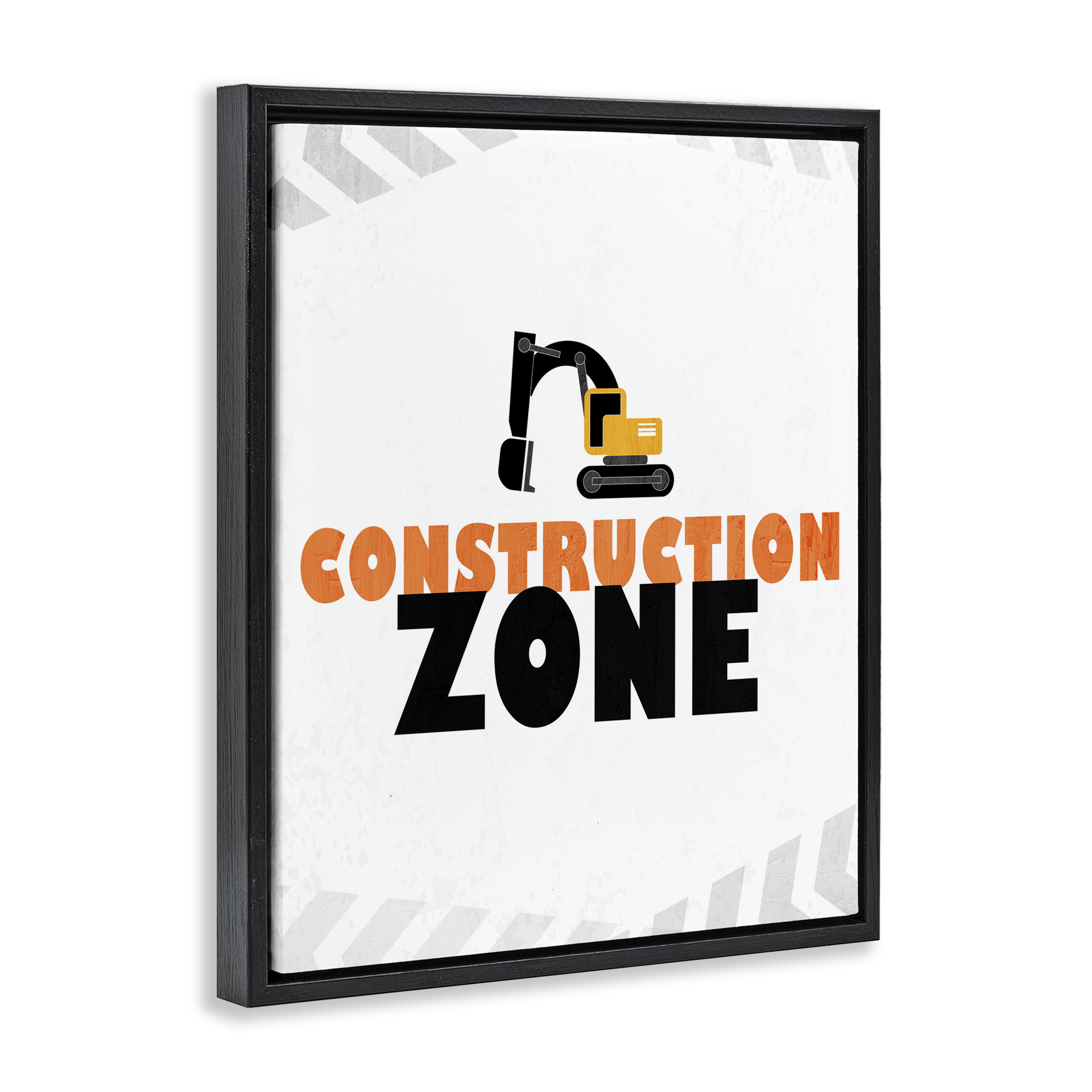 Construction Zone Minimal Black Framed Floater Canvas Wall Art, design by Kim Allen