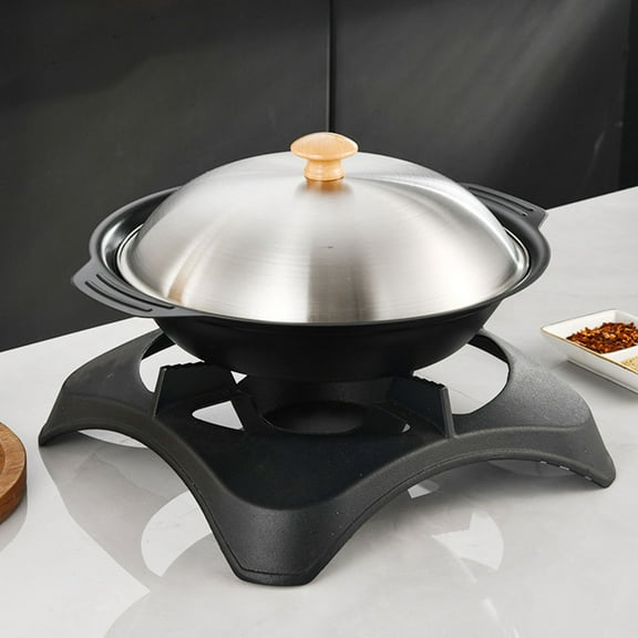 KALLORY Black Metal Double Handle Nonstick Cooking Wok for Home Kitchen Use, and Easy to Clean