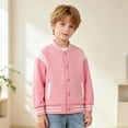 thumbnail image 6 of UDAUDU Kids Varsity Baseball Jacket Color Block Bomber Coat Button Down Lightweight Unisex Boys Girls Fall Winter School Outwear Hot Pink 11-12 Years, 6 of 7