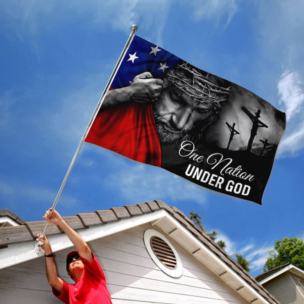 Dutern Double Sided Eagle Cross Nation Under God flag Bless American Faith Christians Jesus Banner 3 Ply with Brass Grommets 3x5 Feet