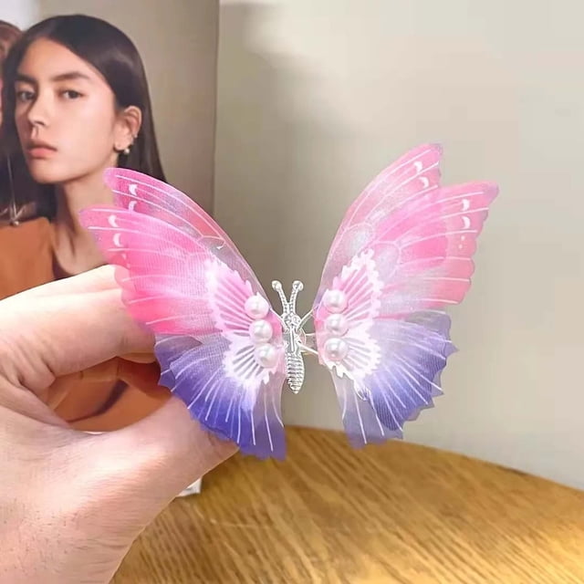 Clip para el cabello de mariposa移动粉紫色女孩 gradient color