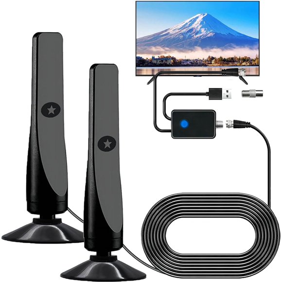 Wave Max TV Antenna 2025, Wave Max Pro Tv Antenna 2025, Upgraded Digital Antenna for Smart TV Indoor, Long Range Reception HD Antennas for Television, Suction Cup Plug, Plug and Play (2PCS)