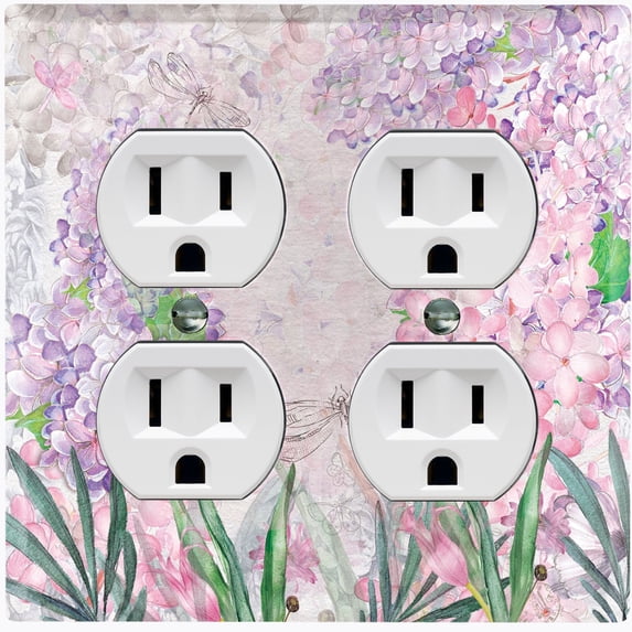 Metal Light Switch Plate Cover Mystical Floral Butterfly Garden Sketch FLW120