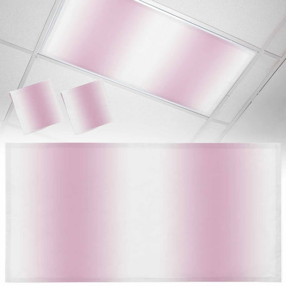 2 Pack White Pink Fluorescent Light Covers for Ceiling Lights Gradient Modern Ombre Art Magnetic Ceiling Light Covers Overhead Light Filters for Office Classroom Home