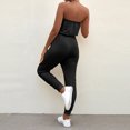 thumbnail image 4 of Women’s Summer Solid Tube Top Jumpsuit Strapless Bandeau Cold Shoulder Rompers Drawstring Elasitic Waist Long Playsuits, 4 of 4