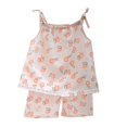 thumbnail image 2 of CHEEREAM Toddler Kids Girl's 2 Piece Short Set Floral Print Clothes Sleeveless Crop Top and Shorts Casual Outfits for 1-12 Years, 2 of 3