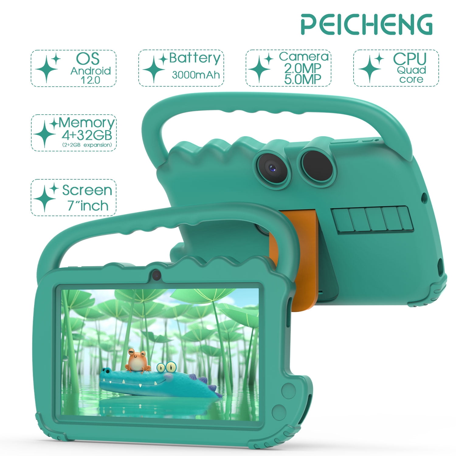 Android 12 Kids Tablet, 7 inch Tablet for Kids, 4GB RAM 32GB ROM Toddler Tablet for Boys Girls, 1.6Ghz Quad-core Processor, Safety Eye Protection Screen, Parental Control APP, Latest Model Kid Tablet