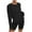 Black, variant on 2 Piece Sets for Women Ribbed Knit Loose Long Sleeve Crewneck Tops Tight Fitting Shorts Casual Loungewear Outfits
