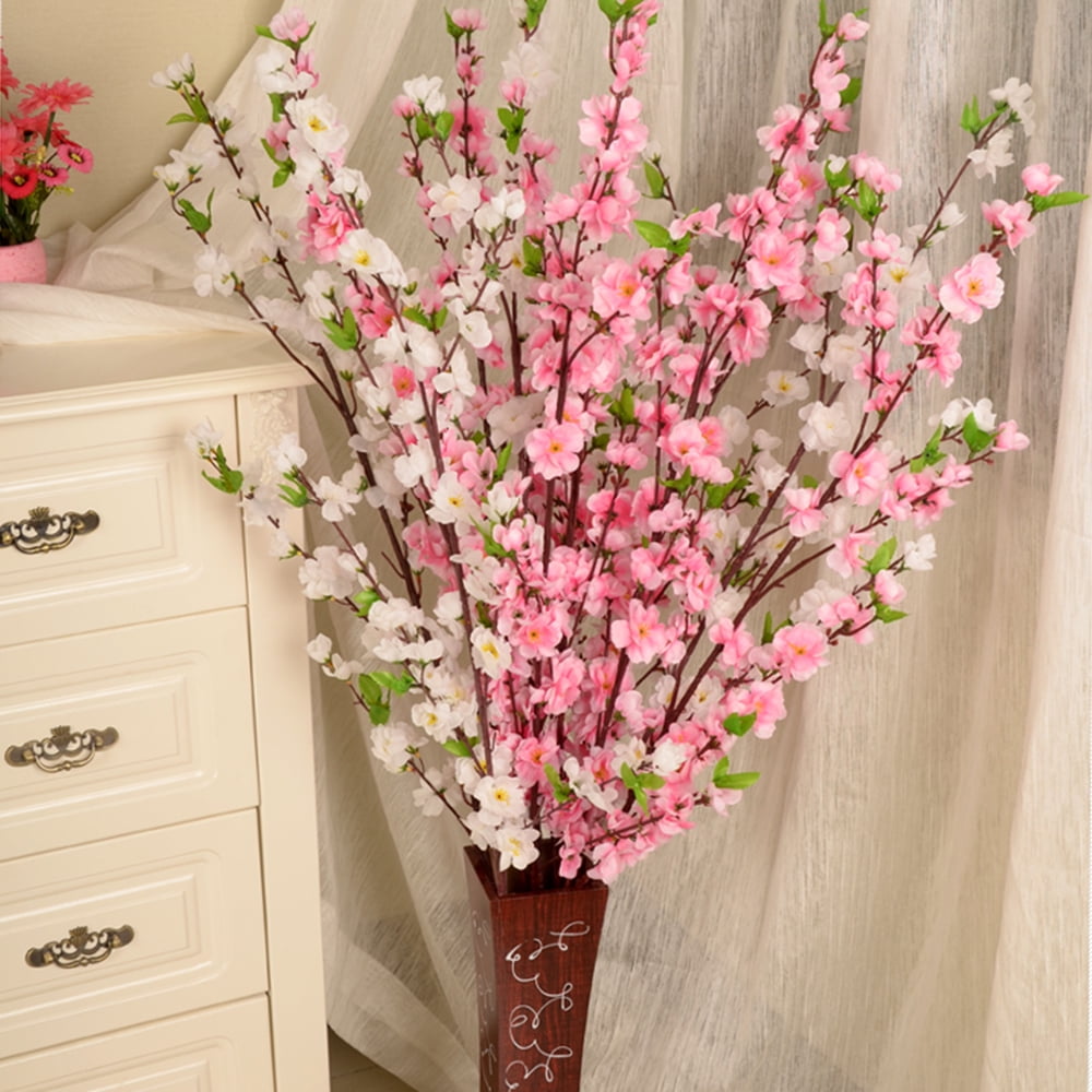 Floral Decor Artificial Cherry Spring Plum Peach Blossom Branch Silk Flowers Tree Home Decor Home Garden Ohioeyecareconsultants Com