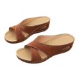 thumbnail image 4 of Willtoo Sandals for Women Comfort Flat Shoes Orthopedic Slides Flip Flops Leather Sandals Flat Casual Slippers, 4 of 7