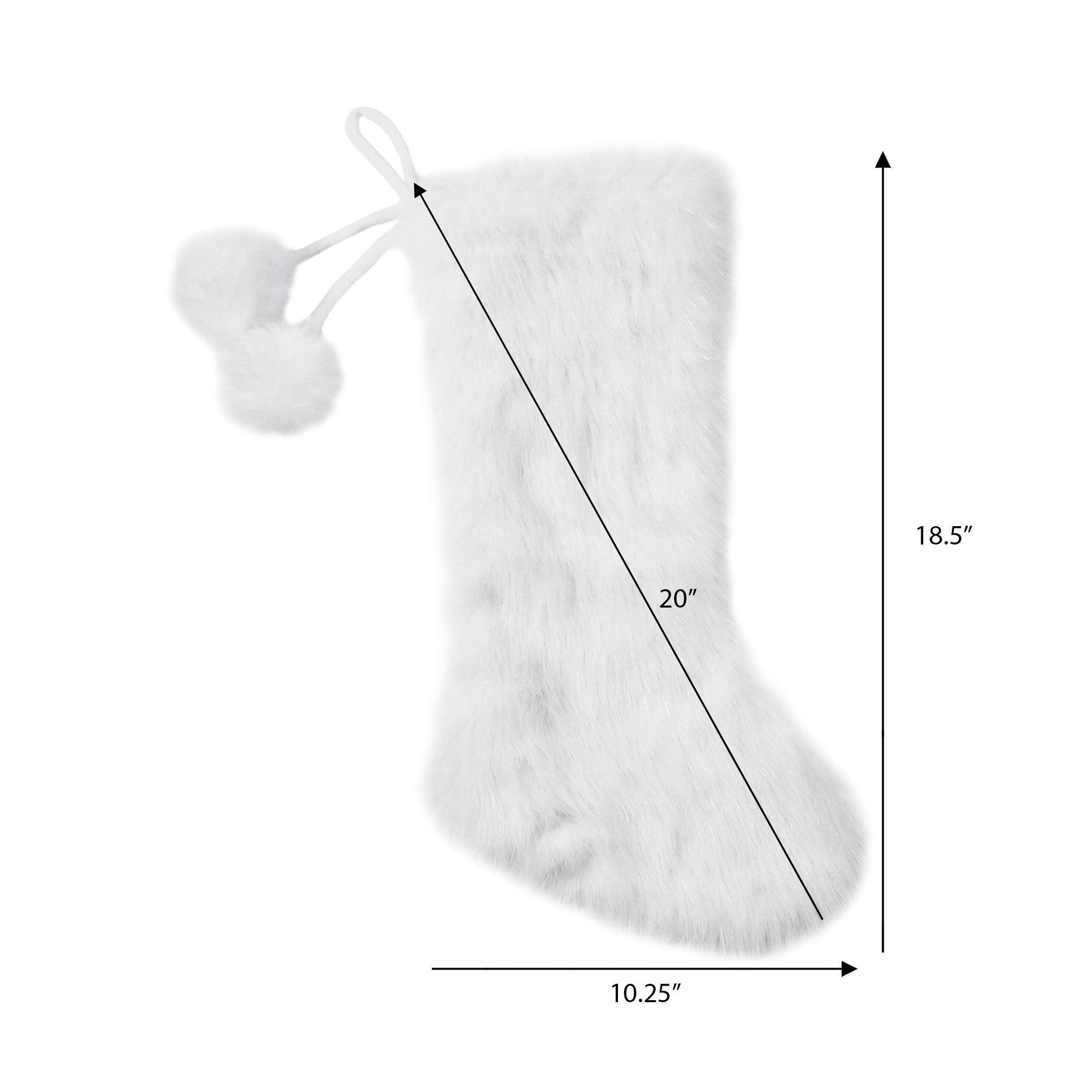 Faux Fur Christmas Stocking, White, 18", by Holiday Time