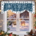 thumbnail image 6 of Winter Snowflakes Tie Up Valances Curtain, Christmas Navy Background Farm Adjustable Rod Pocket Short Window Treatment Tie Up Curtains Valances for Kitchen Living Room Bathroom 54x18 Inches, 6 of 9