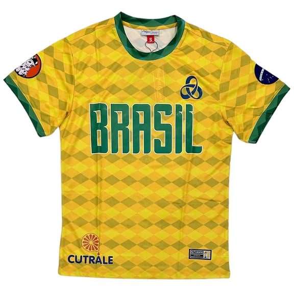 Brazil International Team Men's 1990 Retro Soccer Jersey by Headgear Classics (Small, Yellow)