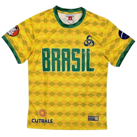 Brazil International Team Men's 1990 Retro Soccer Jersey by Headgear Classics (Small, Yellow)