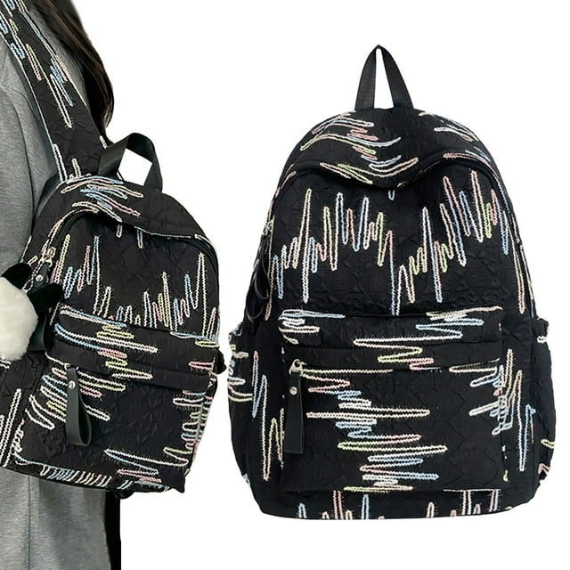 WHEANG Sequin Daypack Cute Backpack With Plush Zipper Pull Lightweight Large Capacity