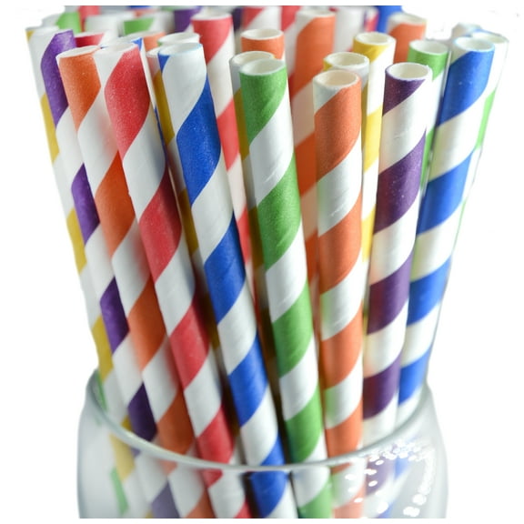 Roc Paper Straws Majestic Rainbow Paper Drinking Straws 100 Count Box