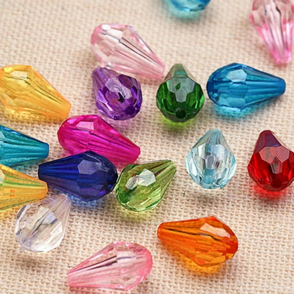 U8MO 100 Mixed Colour Transparent Acrylic Faceted Teardrop Beads 8X13mm Jewelry Make