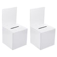 thumbnail image 1 of Unique Bargains Ballot Box 6"x6"x6" Raffle Box with Removable Header Board Suggestion Box Cardboard Box White 2Pack, 1 of 5