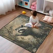 WOBOGO The Cute Raccoon Baby Playmats Extra Large Waterproof Rollable Activity Pads for Toddlers 50×50inch