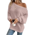 thumbnail image 1 of Womens Fall Sweaters Off the Shoulder Batwing Sleeve Textured Knit Tops Oversized One Shoulder Sweater Pink S, 1 of 8