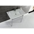 thumbnail image 3 of Kingston Brass KVPB37227W41 Dreyfuss 37" Ceramic Console Sink with Stainless Steel Legs (4-Inch, 3-Hole), White/Polished Chrome, 3 of 8