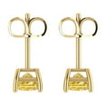thumbnail image 4 of 14K Solid Gold Push Back Stud Earrings for Women | 2 cttw Princess Cut Simulated Yellow Diamond | Yellow Gold, 4 of 5