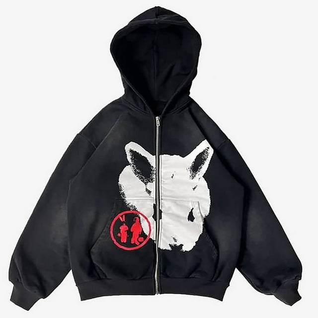 LOVZFMLL Vestes pour Femmes Sweat Rétro Slim Motif Broderie Lettre Sweat à Capuche à Fermeture à Glissière pour Femmes