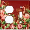 thumbnail image 4 of Metal Light Switch Plate Outlet Cover Tropical Pink Flamingo Flower Leaves Burgundy FGO009, 4 of 13