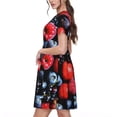 thumbnail image 2 of Rocae Variety Of Fruits And Berries for Dresses Summer Casual Ruffle Short Sleeve Cute Crew Neck Flowy Dress with Pockets, 2 of 6