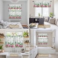 thumbnail image 6 of Spring Pink Roses Kitchen Curtains Sets for Windows 24 Inch Length, Pastoral Eucalyptus Leaves Gray Wooden Rod Pocket Window Treatments Tier Curtains and Valances Set for Bedroom/Bathroom, 6 of 8