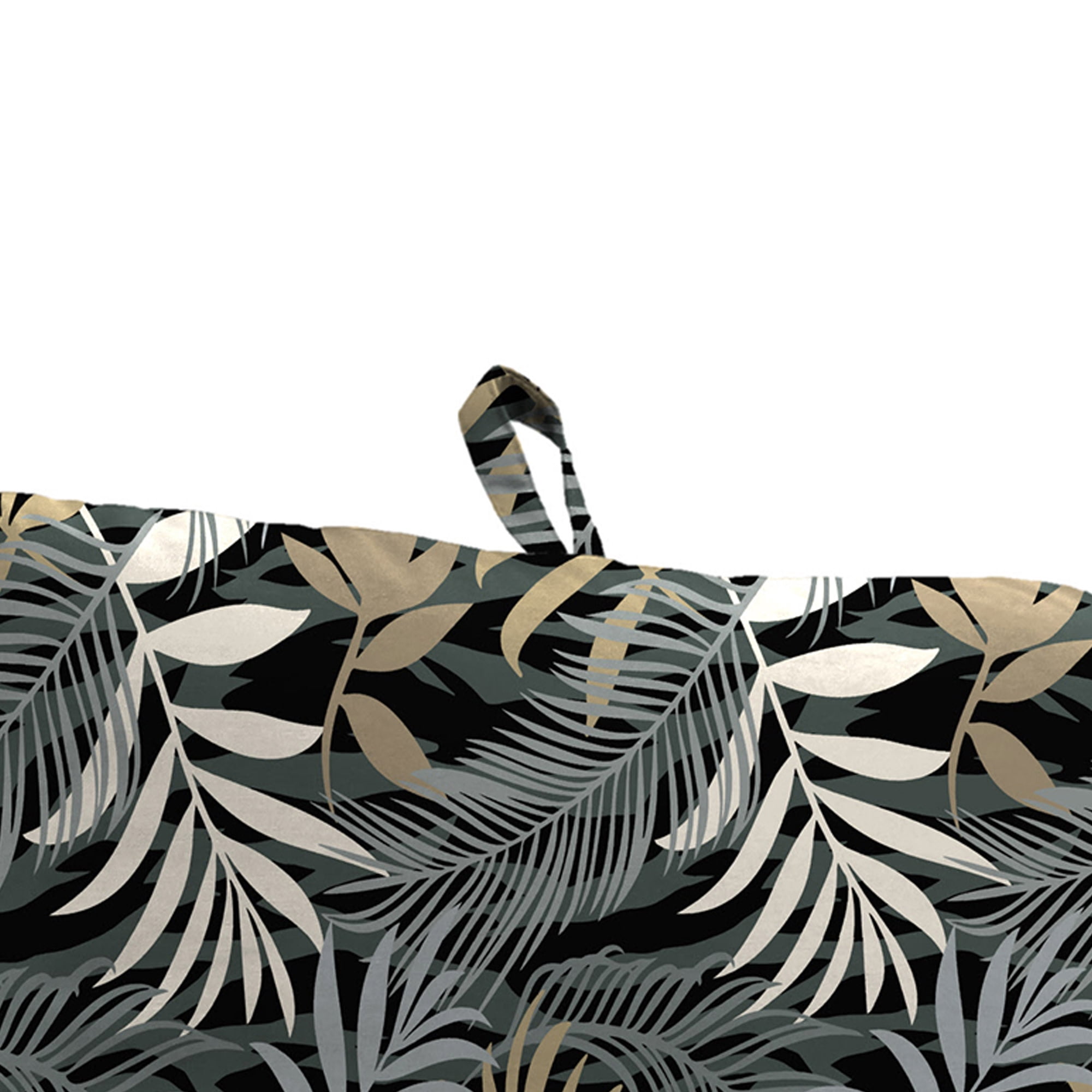 Jordan Manufacturing 44" x 21" Maryland Driftwood Black Leaves Rectangular Outdoor Chair Cushion with Ties and Hanger Loop (2 Pack)