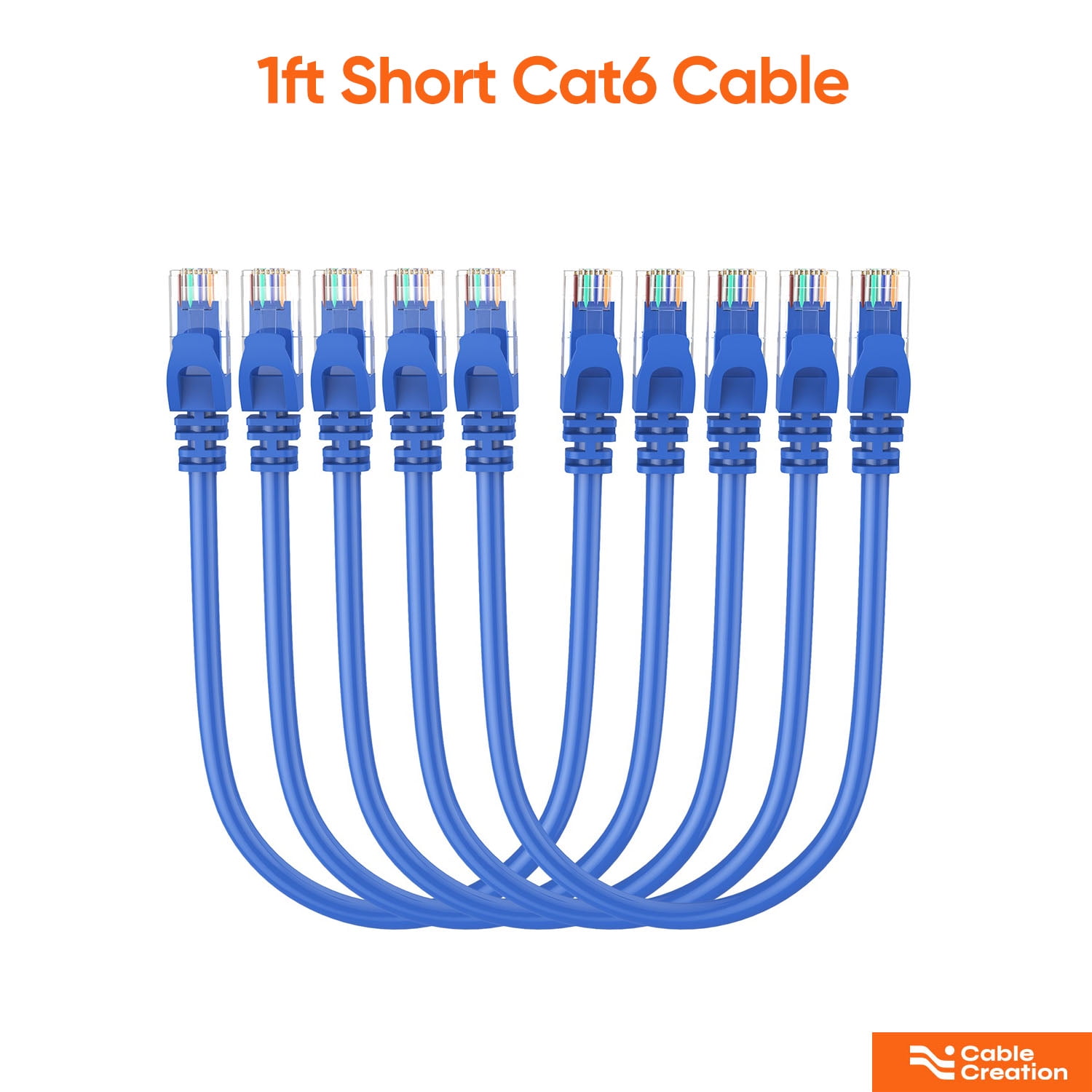 Cat 6 Ethernet Cable 1ft (6 Pack) (at a Cat5e Price but Higher Bandwidth)  Flat Internet Network Cable - Cat6 Ethernet Patch Cable Short - White Cat6