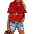 thumbnail image 3 of Anbech LOVE Printed T-Shirt for Women Casual Valentine's Day Graphic LOVE Is All You Need Junior Girls Short Sleeve Tee Tops with Crew Neck, 3 of 10