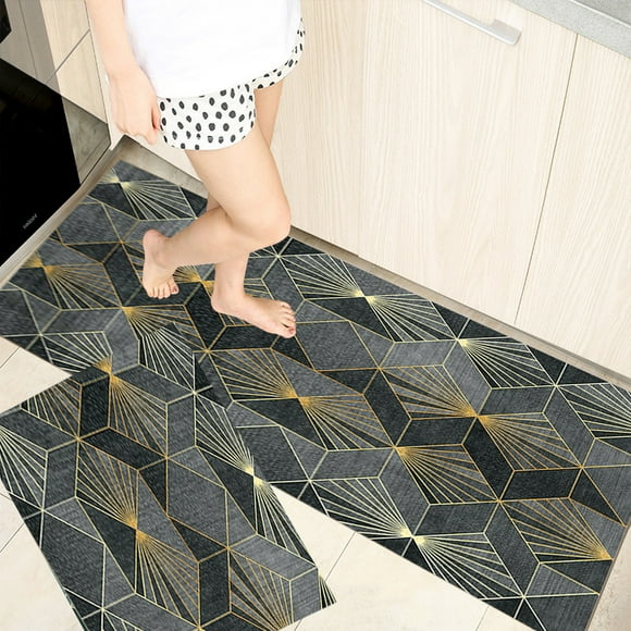 2-Pack Anti Fatigue Kitchen Mats, Non-Slip Standing Mat for Comfort & Support, Ergonomic Floor Rug for Sink, Office, Laundry Room, Durable Polyester Mat, Stain Resistant, 40x120cm (15.7x47.2in)