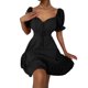 thumbnail image 3 of TRKIYQC Vestido de verano para mujer, vestido corto de corte bajo liso con lunares jacquard de manga corta abullonada, trajes con dobladillo con volantes de cintura alta para mujer TRKIYQC moderno, 3 of 6