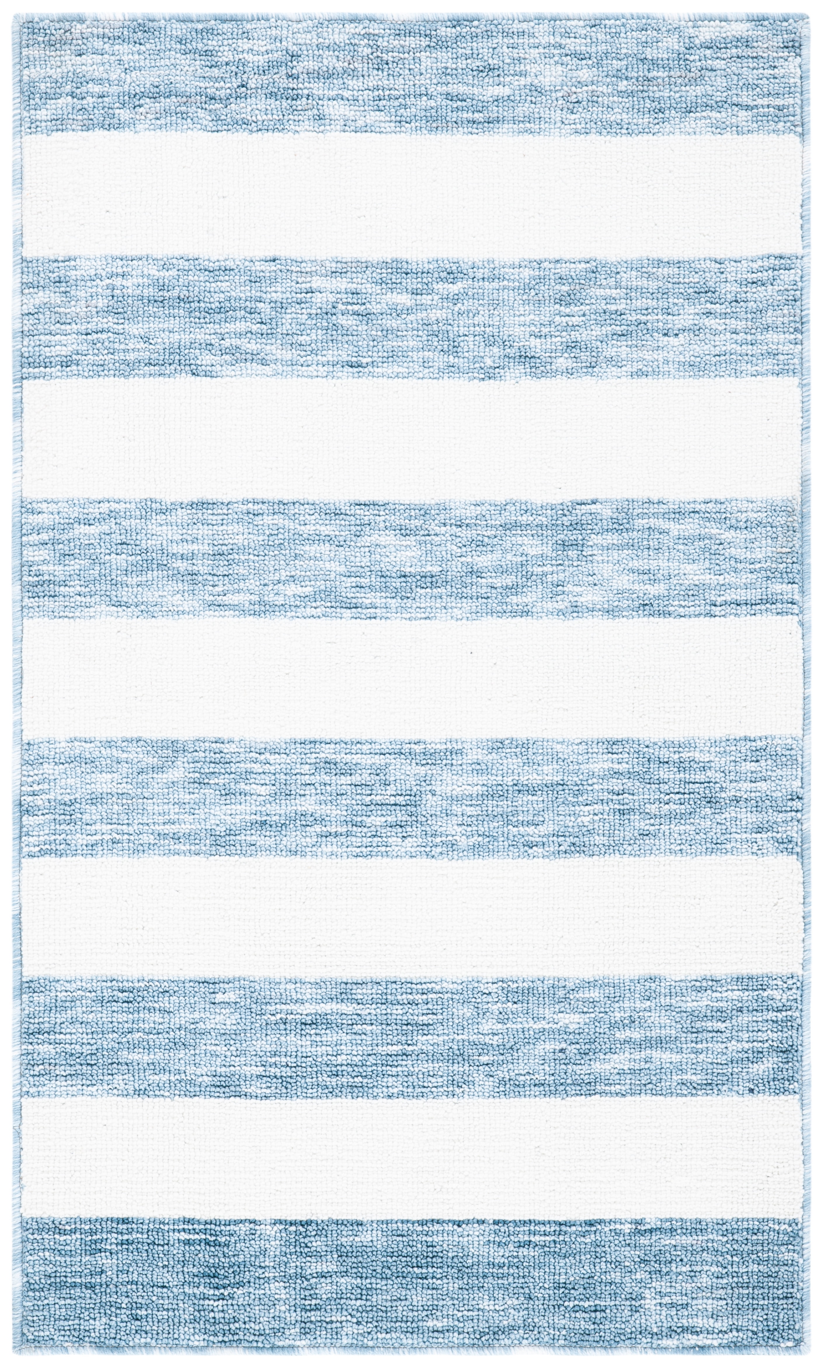 Safavieh Easy Care Fergal Striped Polyester Machine Washable Area Rug, Light Blue/Ivory, 3' x 5'