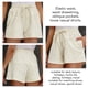 thumbnail image 5 of Pantalones cortos Estrela con cordón para mujer, cintura elástica, cintura alta, bolsillos laterales de Color puro, pantalones cortos de pierna ancha para mujer Albaricoque L, 5 of 6