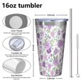 thumbnail image 4 of 16oz Tumblers Pioneer Flower Floral Print Pattern Stainless Steel Vacuum Insulated Double Wall Travel Tumbler Cups Mug with Lid and Straw,Cleaning Brush for Coffee,Tea, 4 of 4