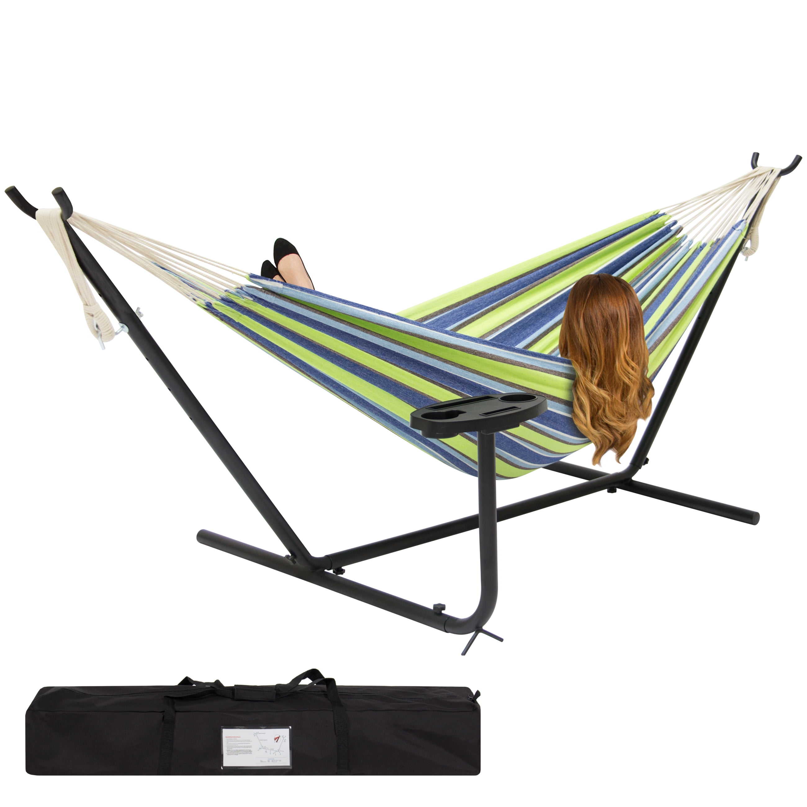 Best Choice Products Outdoor Double Hammock Set w Steel Stand, Cup Holder, Tray, and... by Best Choice Products