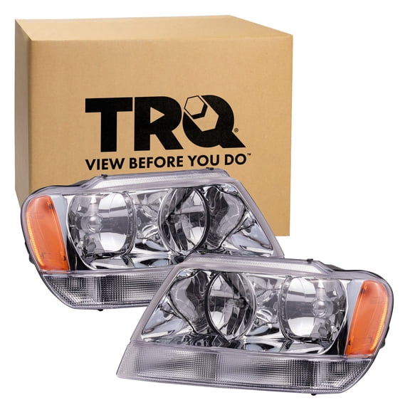 TRQ Headlight Assembly Set CH2502120 CH2503120 Fits 1999-2004 Jeep Grand Cherokee