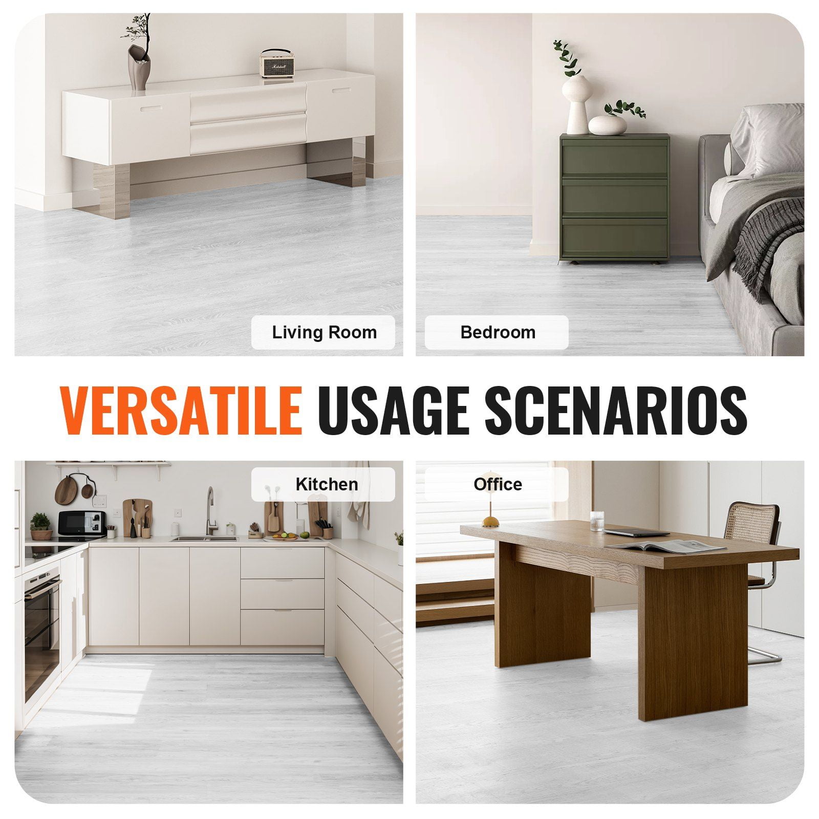 Light Gray Wood Grain Self Adhesive Vinyl Tiles, 36 x 6 Inch, Peel & Stick DIY Flooring - 36 Pack, Waterproof for Home Decor