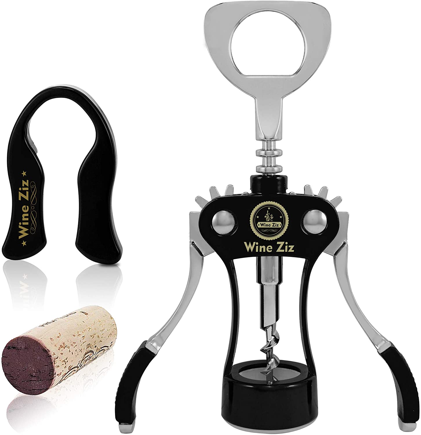 Wine Ziz Large Wing Corkscrew Bottle Opener with Foil Cutter Sturdy